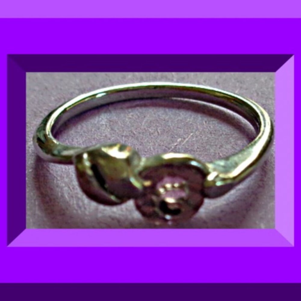 Silver Tone Purple Birthstone Crystal Ring Size 7.5